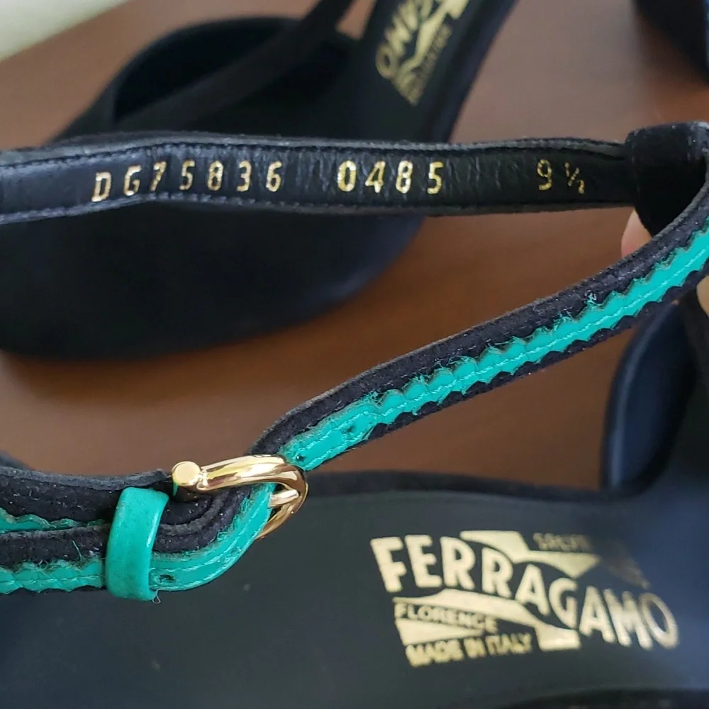 NWOT Salvatore Ferragamo Fergie Suede/Leather T-strap Shoes Size 9 1/2 … - Picture 9 of 11